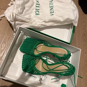 Bottega Veneta Green Mesh Sandals
